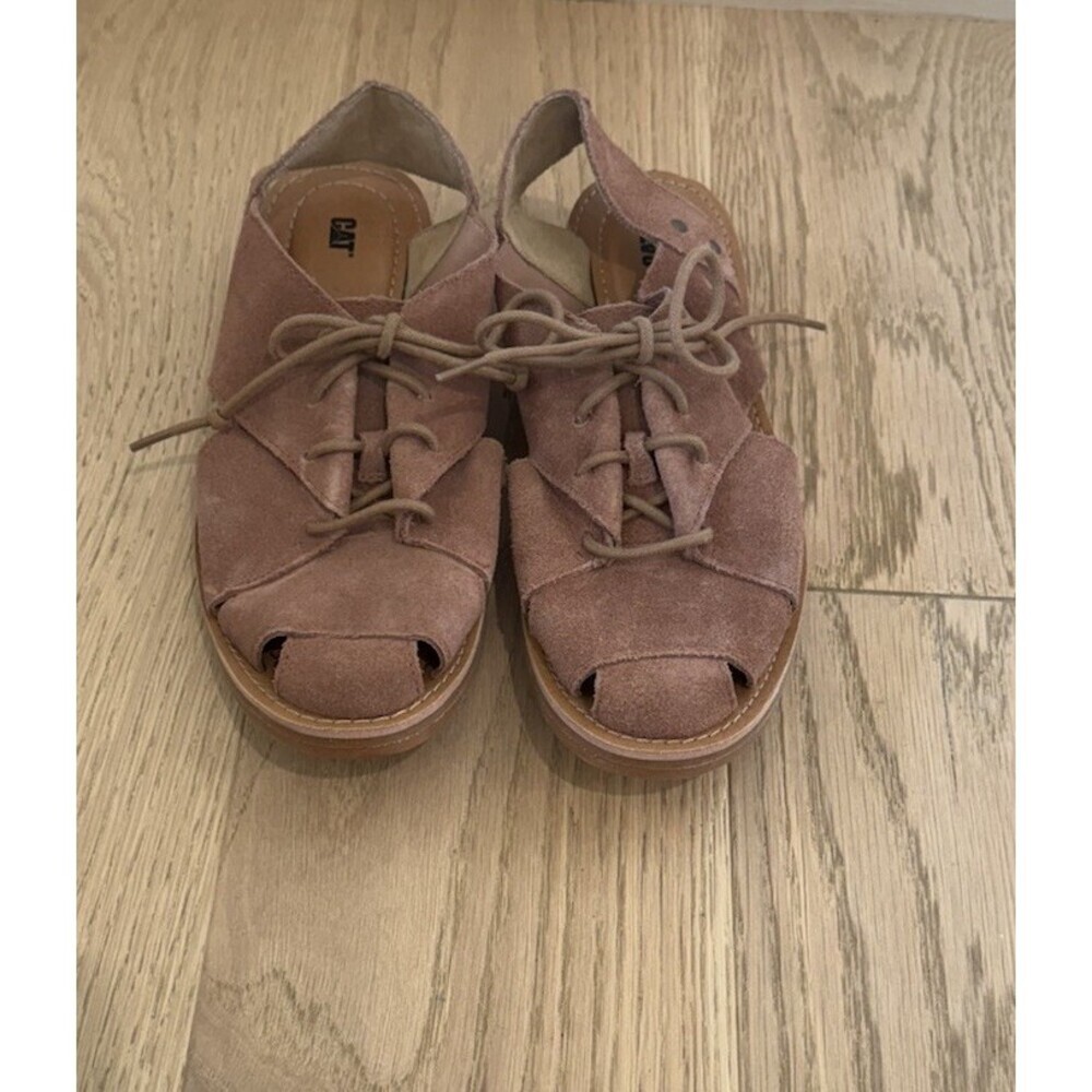 CAT Caterpillar Sandals Women’s Size 7 38 Pink Suede Leather Strappy Shoes
